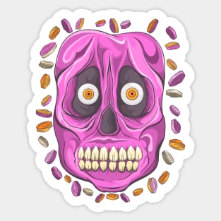 Skeleton Surprised Mask - Día De Los Muertos - The Pink Skull Mask- Nature Lover Sticker